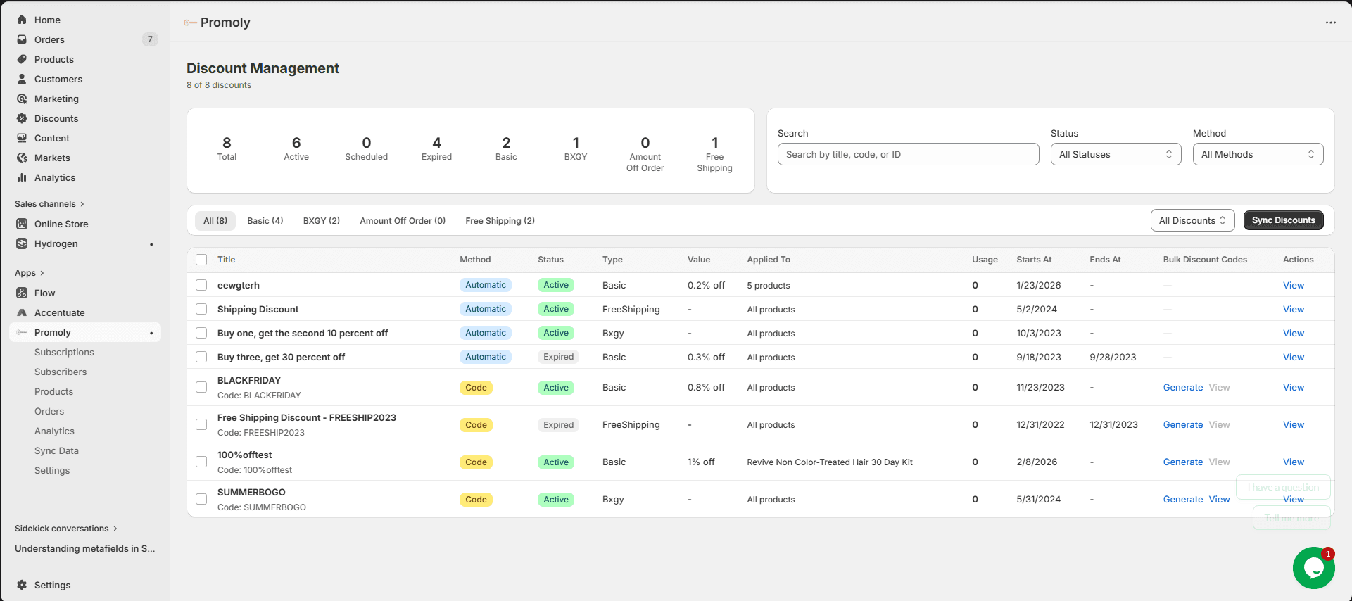 Promofy app dashboard